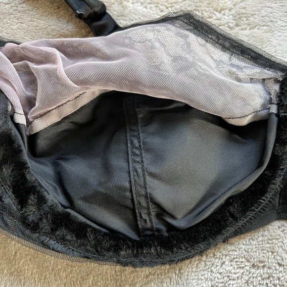 Vintage 70's-80's Edith Lances Minimizing Hand Sewn Bra Style 453 Black - Picture 13 of 16